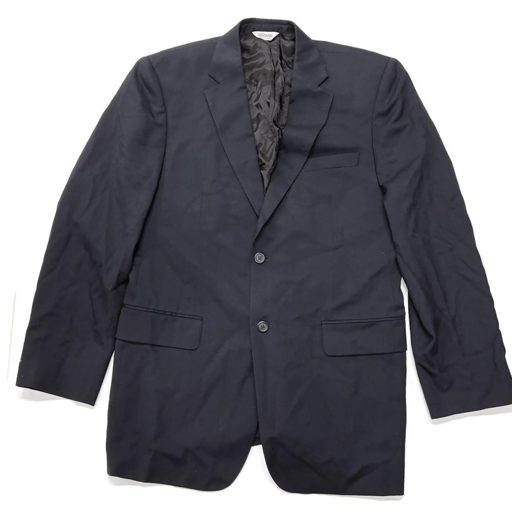 Joseph Feiss Blazer Blue Wool Men 42L International Trio Sport Jacket Coat Holes